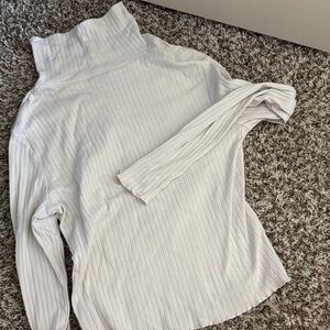 Ribbed White Turtleneck Sweater